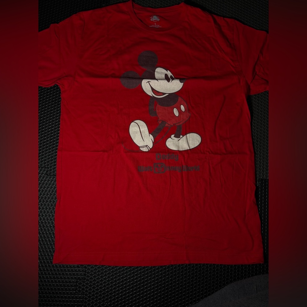 Disney Daddy Red Mickey Mouse Short Sleeve Tee